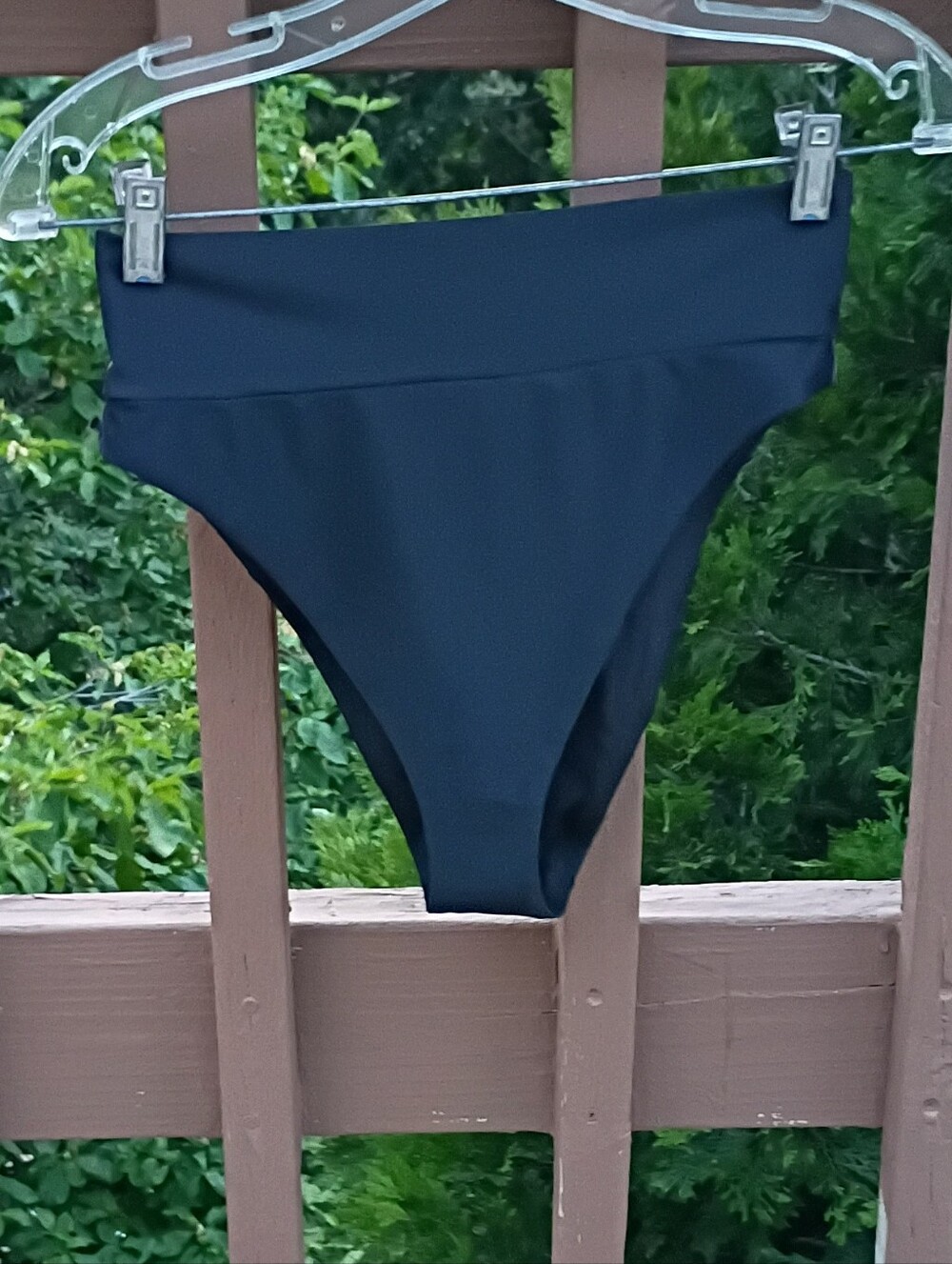 aerie Dark Black High-Cut Bikini Bottom sz M NEW - Picture 5 of 9